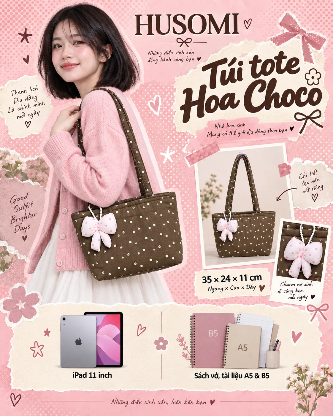 Túi Tote Nữ Hoa Choco
