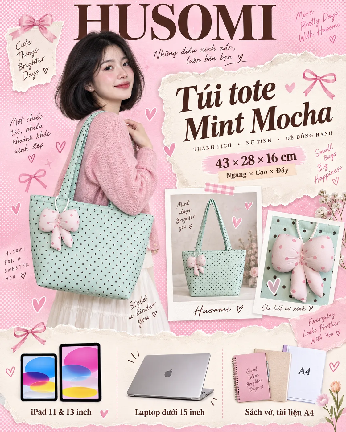 Túi Tote Nữ Mint Mocha — ảnh 3