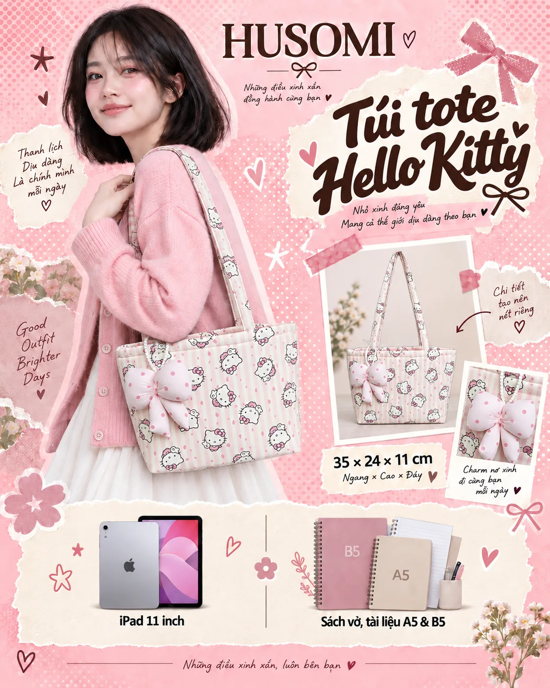 Túi Tote Nữ Hello Kitty